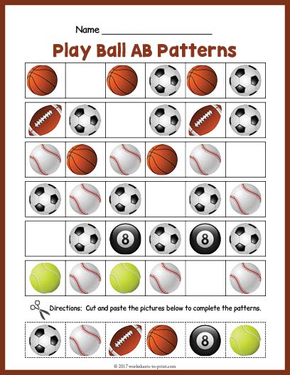 Sports Balls AB Pattern Worksheet