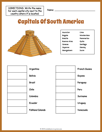 South America Worksheets For Kids Worksheets For Kindergarten