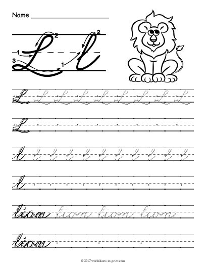 Cursive L Worksheet