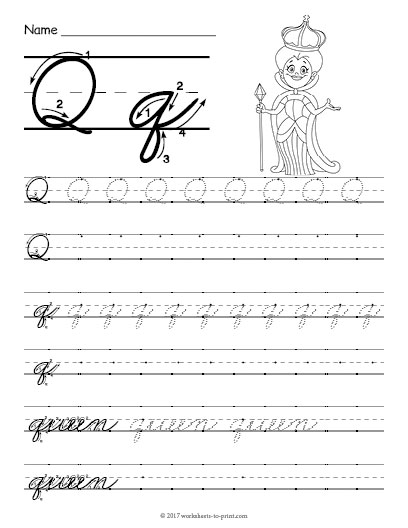 Cursive Letter Q Worksheet