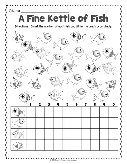 for number patterns kindergarten worksheet Count Fish Worksheet and Graph