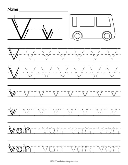 Letter V Tracing Pages
